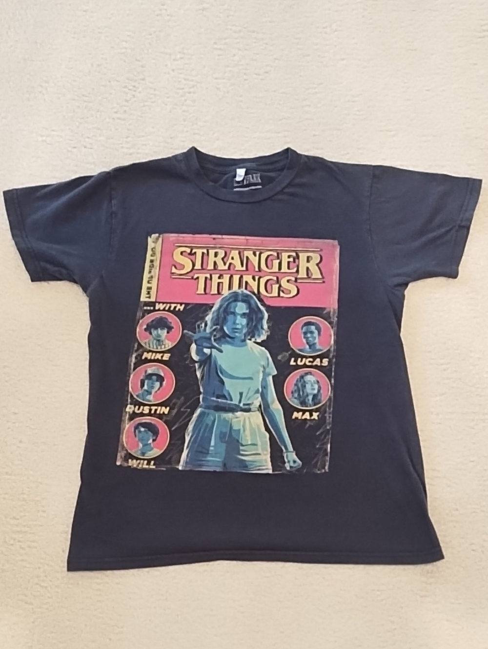 Netflix Stranger Things Vintage Comic Book Cover Graphic T- Shirt Small